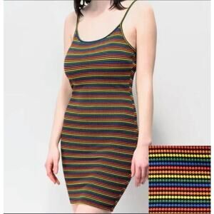 Luna Chix Rainbow Striped Bodycon Dress Size S